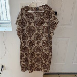 SHEIN Curve Brown and Cream Floral Dress